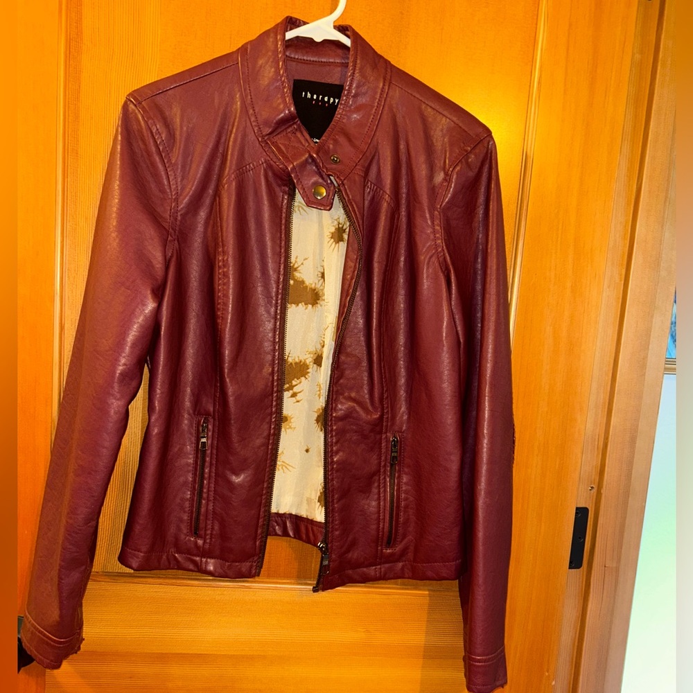 Leather jacket  (dark maroon)